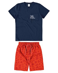 Conjunto Masculino Infantil Manga Curta em Algodão Malwee -Marinho REF108022