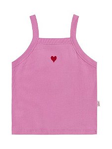 Blusa Regata Feminina Infantil - Canelada - Alça - Com Bordado - Elian - Ref 50093