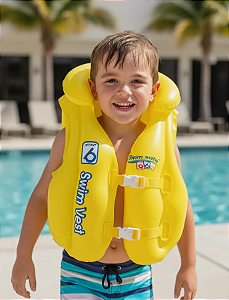 Colete Inflável Infantil - Premium Mor - Suporta 30kg - Amarelo Único