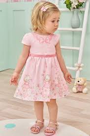 Vestido Feminino Infantil em Super Cetim Rosa com Urso - Ref  75172 - Infanti
