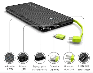 Power Bank Carga Rápida Pineng Portátil 5000mah