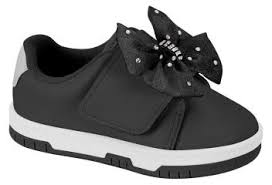 Tênis Feminino Infantil Molekinha Calce Fácil Preto Laço - Ref 2728.108 - Molekinha
