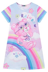 Vestido Infantil Manga Curta em Malha Fresh Rainbow Kukie -Colorido REF61071