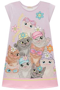 Vestido Infantil em Fly Tech Cat Infanti -Lilas/Rosa REF60082