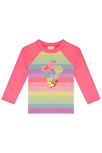 Conjunto Feminino Infantil de Blusa e Calcinha com Proteção UV 50 Kukie -Rosa Neon REF61174