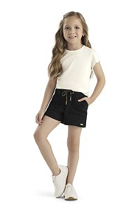 Blusa Infantil Feminina em Meia Malha Penteada Com Detalhe na Manga - Colorittá - Ref 75262