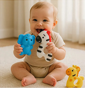 Mordedor Sensorial - Bebê Bichinhos Vinil - +4m Pais E Filhos