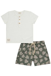 Conjunto Masculino Infantil Manga Curta LucBoo -Off/Estampado REF61131