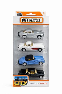 Kit 4 Carrinhos City Vehicle – Modelo Hot Wheels | Mini Veículos - City Vehicle