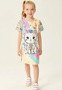 Vestido Feminino Gatinho Amarelo - Abrange - Ref 11870