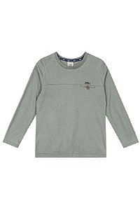 Camiseta Masculina Infantil Manga Longa em Meia Malha Carinhoso -Verde Menta REF105645