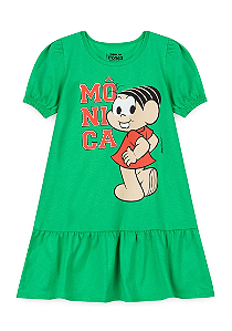 Vestido Infantil Turma da Mônica Cheia de Charme - Verde