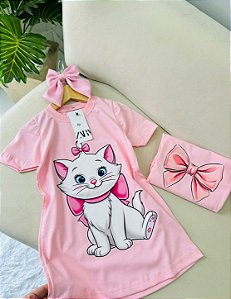 Vestido Feminino Infantil Básico Rosa - Gatinha Marie - Zara