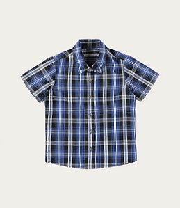 Camisa Masculina Infantil Xadrez em Tricoline Malwee -Azul/Preto REF103789