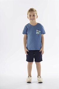 Camiseta Manga Curta em Meia Malha Azul - Ref 45512 - Up Baby