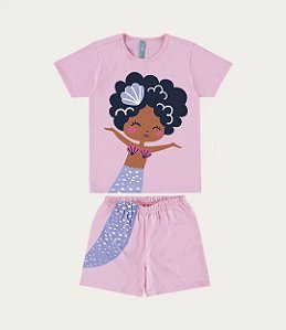 Pijama Feminino Infantil Manga Curta Malwee -Rosa REF101752