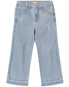 Calça Feminina Infantil Wide Leg Cintura Alta Carinhoso -Jeans REF100768