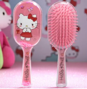 Escova Infantil De Cabelo - Acessório Hello Kitty e Labubu - Sanrio Rosa