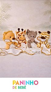 Naninha Com Bichinho de Pelucia e Prendedor de Chupeta- Masculino Infantil - Paninho de Bebê