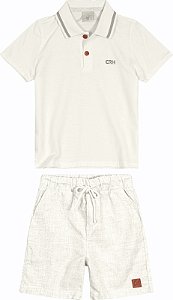 Conjunto Menino Polo E Bermuda Viscolinho Carinhoso - Off REF108936