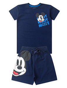 Conjunto Infantil Masculino - Bermuda e Camiseta Mickey - Azul Royal