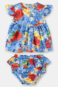 CONJUNTO FLORAL PARA BEBÊ MENINA (AZUL) UP BABY REF4480