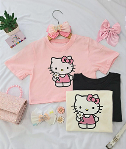 Croped Blusa de Algodão Infantil - Com DTF - HELLO KITTY - Menina Infantil