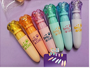 Kit Canetinhas Marca Texto - Patinhas Gatinho - Com 6 Peças