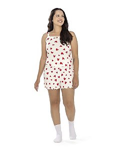 Pijama Feminino Adulto - Curto Estampa Coração Vermelho - Ref 13162 - Elian