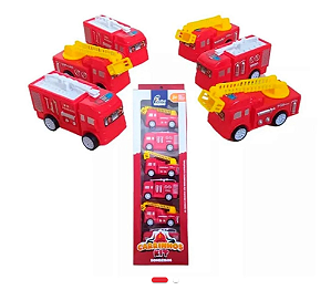 Kit Mini Carrinhos Bombeiros Fricção - Com 6 Unidades - Fenix Brinquedos