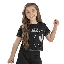 Blusa Feminina Juvenil Em Meia Malha Manga Curta Estampa Smile - Ref 251834 - Elian