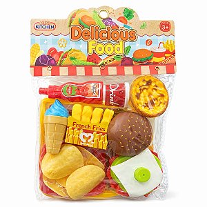 Brinquedo Infantil - de Mini kitchen Kit de Cozinha- Fast Food - Mini Kitchen - Delicious Food