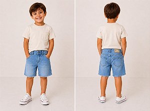 Bermuda Masculina Infantil - Jeans Claro - Tiroliro - REf - TLB 1014