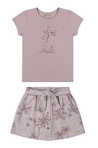 Conjunto Feminino Blusa Flor e Short Saia - Coloritta - Ref 75276