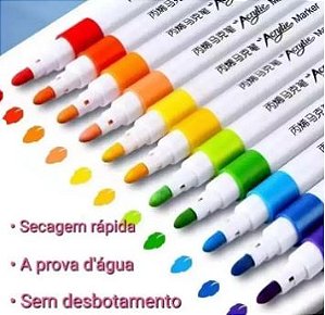 Conjunto Acrílica - Marcador de 24 Cores - Caneta À Prova D'água - Pincel Especial
