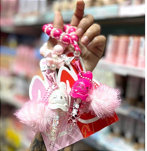 Lip Oil Gloss Amor Anjo - Brilho Labial 3 em 1- Brilho, Chaveiro e Pulseira