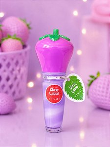 Gloss Labial Brilho Batom - com Glitter - Gosto de Morango na Boca - Maquiagem