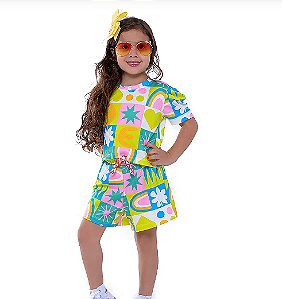 Conjunto Feminino Infantil - Estampado Branco/Verde - Mania de Marias - Marca Própria