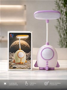 Luminária Infantil - de Mesa em Formato de Foguete – LED com Luz