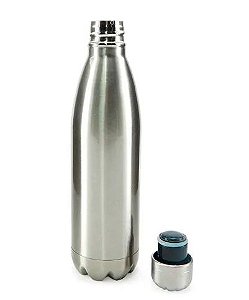 Garrafa Térmica em Aço Inox Prata - com Parede Dupla - 500ml