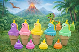 Kit 6 Caneta Marca Texto - Formato Sorvete - Dinossauro Fofo