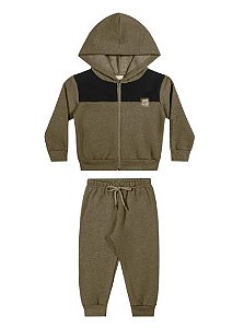 Abrigo Conjunto Infantil Menino - Moleton Flanelado - Capuz e Ziper - Elian - Ref 221694