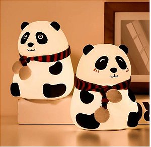Luminária de Silicone Noturna - Sensor De Toque - Panda Fofa - Silicone - Recarregável De USB - Pamda
