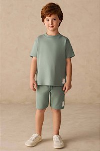 Bermuda Masculina Infantil Neutra Básica - Short Moletinho - Coloritta - Verde - Ref 74299