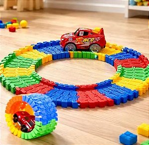 Carrinho Com Pista - Trilha P/montar Flexível - Com 1 Carro - Racing Sport