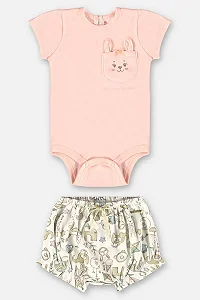 Conjunto Comfy para Bebê Menina Body e Short em Suedine (Rosa Claro) - Ref 45623 Up Baby