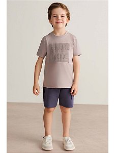 Conjunto Masculino Infantil - Camiseta e Bermuda Moletinho - Coloritta - Ref 74283