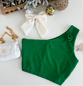 Cropped Juvenil Isabela - 1 Ombro Só - Flor