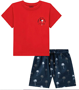 Conjunto Masculino Infantil de Camiseta em Meia Malha e Bermuda em Nylon Ergonomic com Elastano - Ref 74533 - Johnny Fox