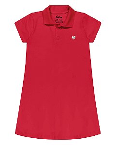 Vestido Infantil Gola Polo em Cotton Leve Elian -Vermelho REF50041
